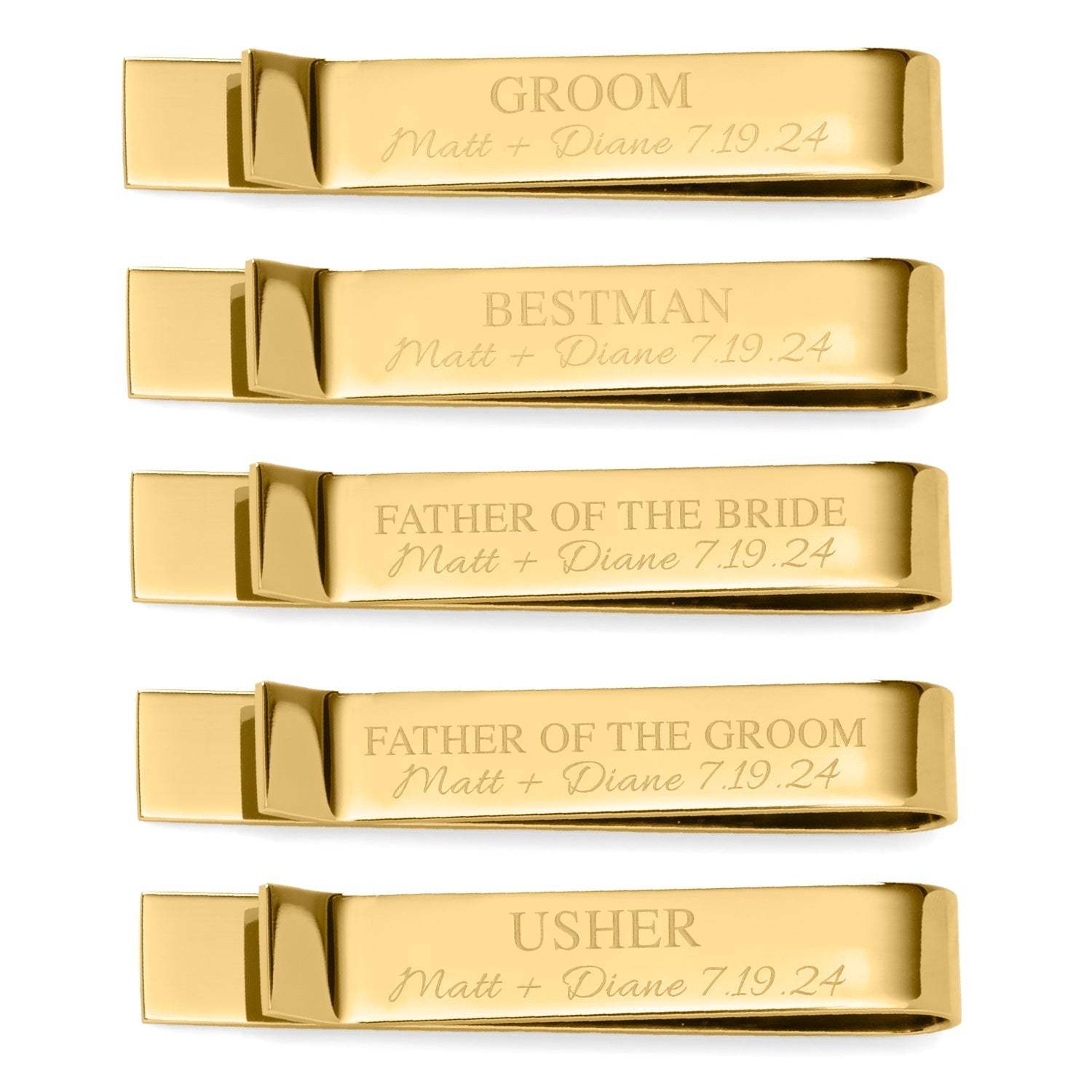Wedding Party Gold Engravable Tie Bar - Cufflinks.com - Flyclothing LLC