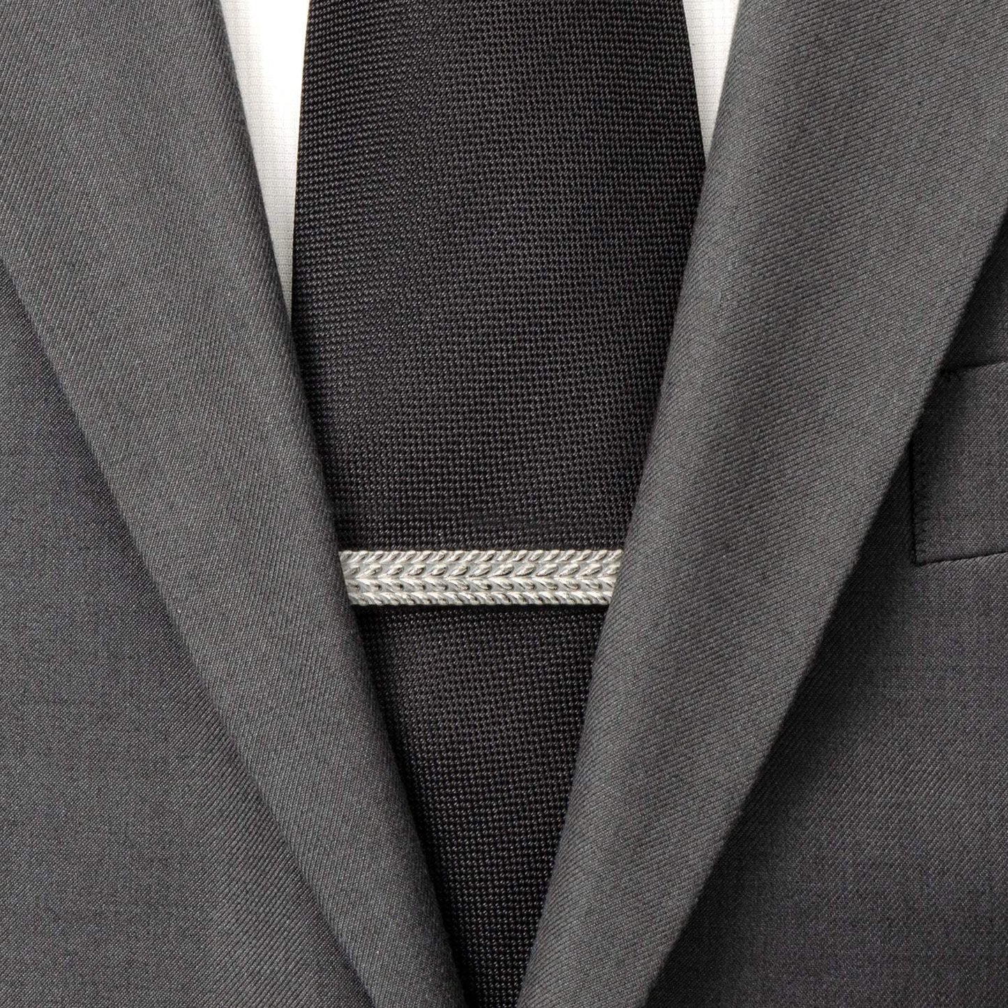Antique Silver Herringbone Tie Clip - Cufflinks.com - Flyclothing LLC