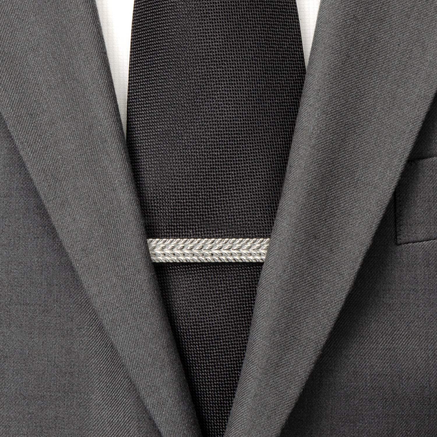 Antique Silver Herringbone Tie Clip - Cufflinks.com - Flyclothing LLC