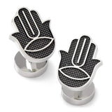 Hamsa Textured Silver Cufflinks - Cufflinks.com - Flyclothing LLC