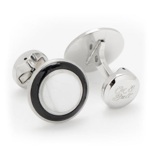 Jade with Onyx Ring Stainless Steel Cufflinks