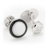 Jade with Onyx Ring Stainless Steel Cufflinks