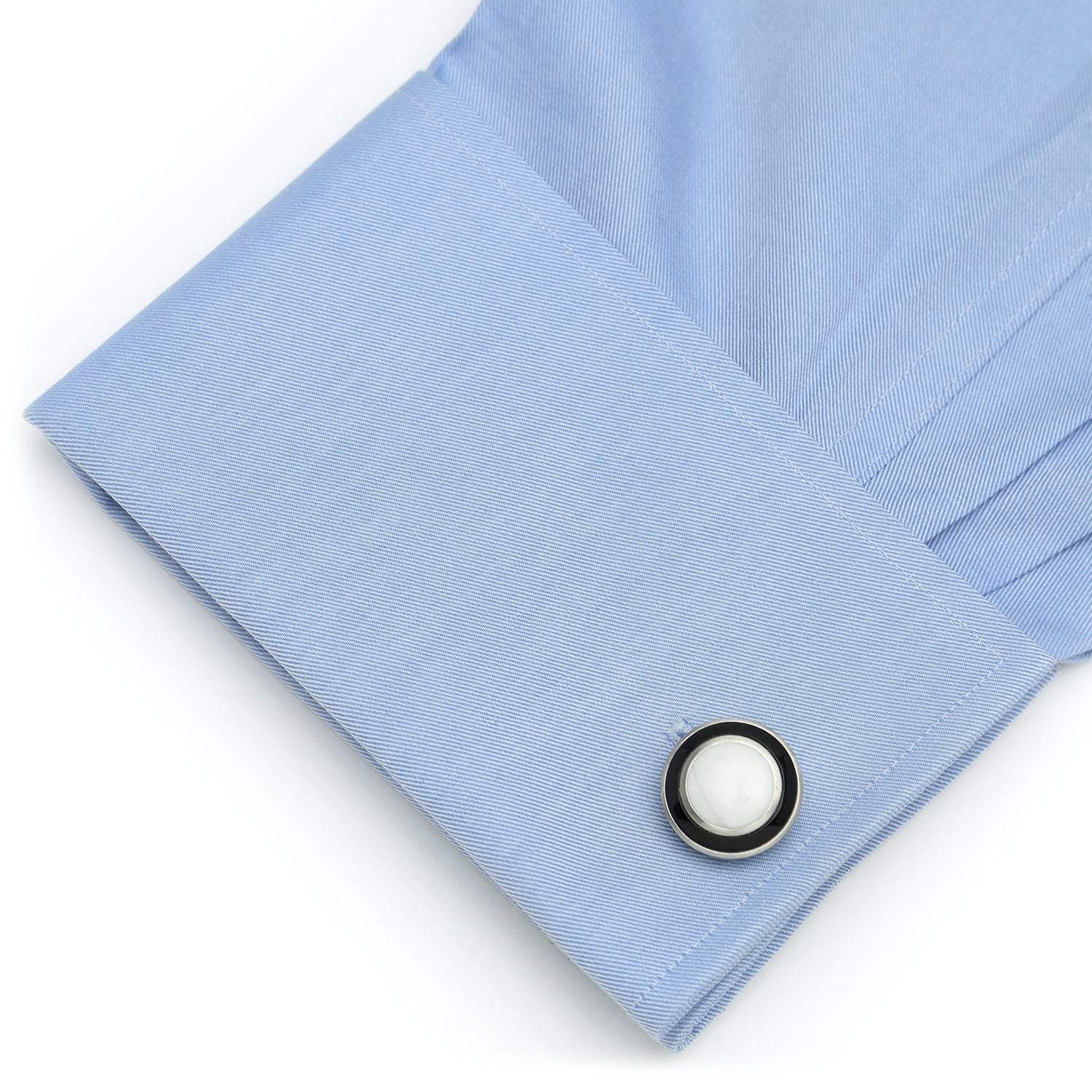 Jade with Onyx Ring Stainless Steel Cufflinks - Cufflinks.com - Flyclothing LLC