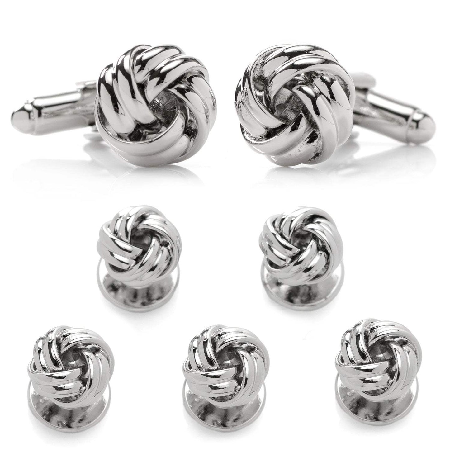 Silver Knot 5-Stud Set - Cufflinks.com - Flyclothing LLC