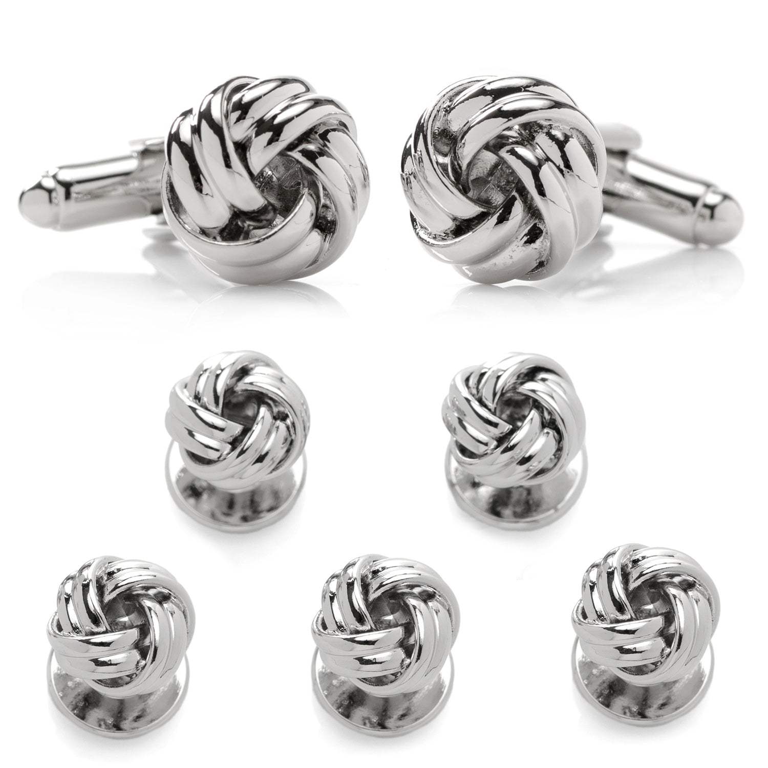 Silver Knot 5-Stud Set - Cufflinks.com - Flyclothing LLC