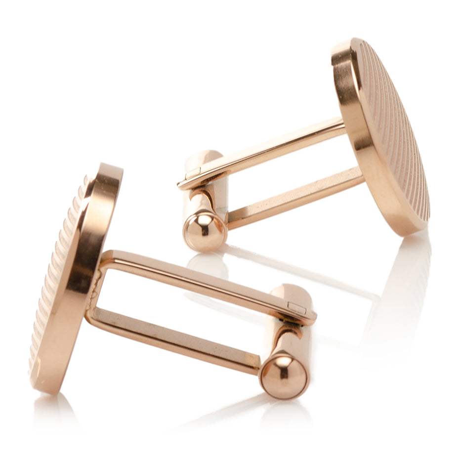 Rose Gold Line Stainless Steel Cufflinks - Cufflinks.com - Flyclothing LLC