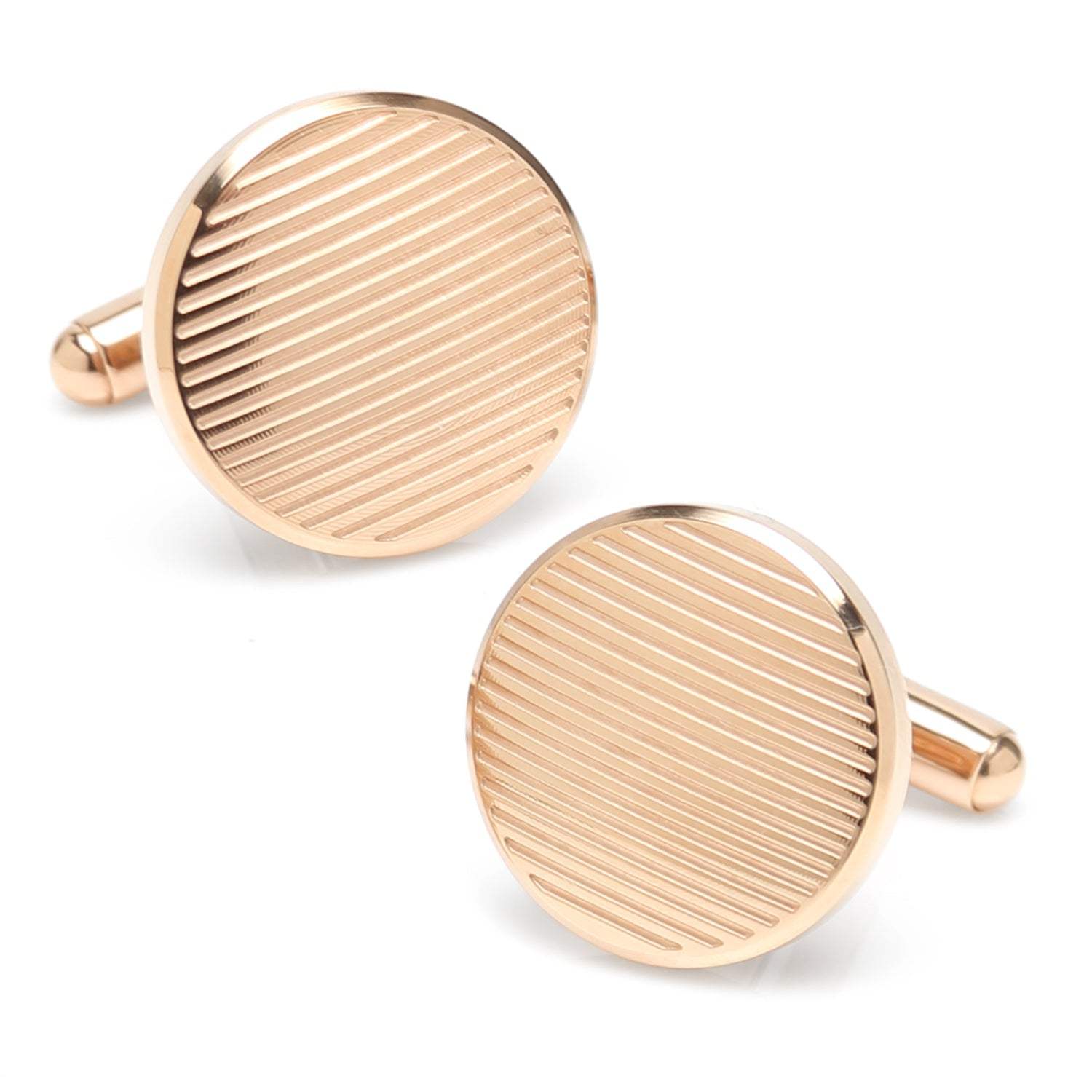 Rose Gold Line Stainless Steel Cufflinks - Cufflinks.com - Flyclothing LLC
