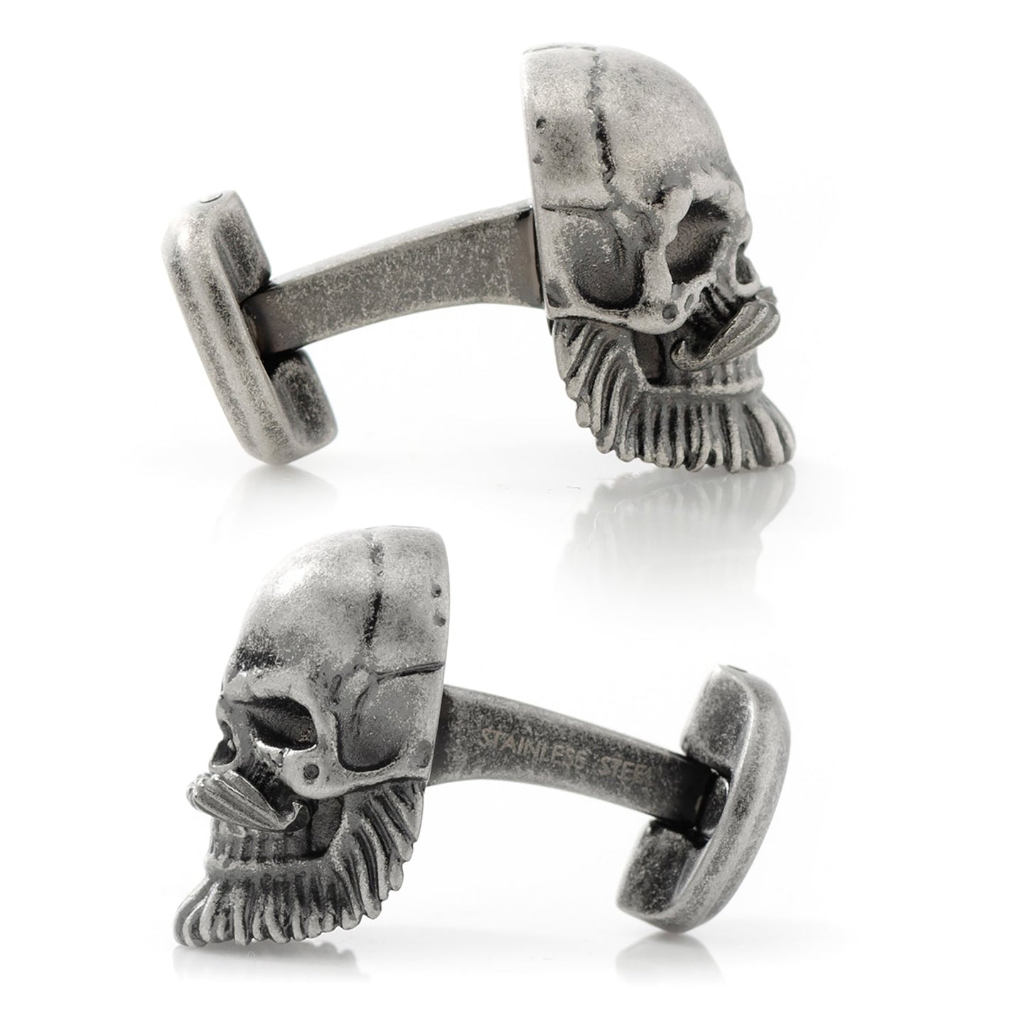Stainless Steel Mustache Skull Cufflinks - Cufflinks.com - Flyclothing LLC