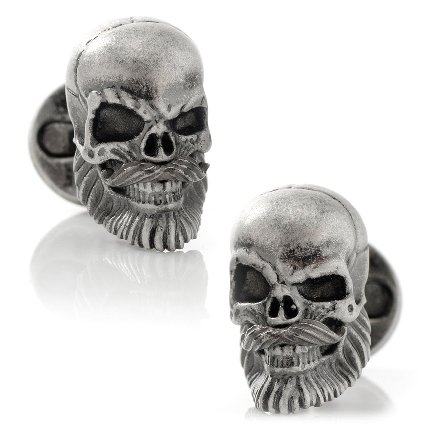 Stainless Steel Mustache Skull Cufflinks - Cufflinks.com - Flyclothing LLC