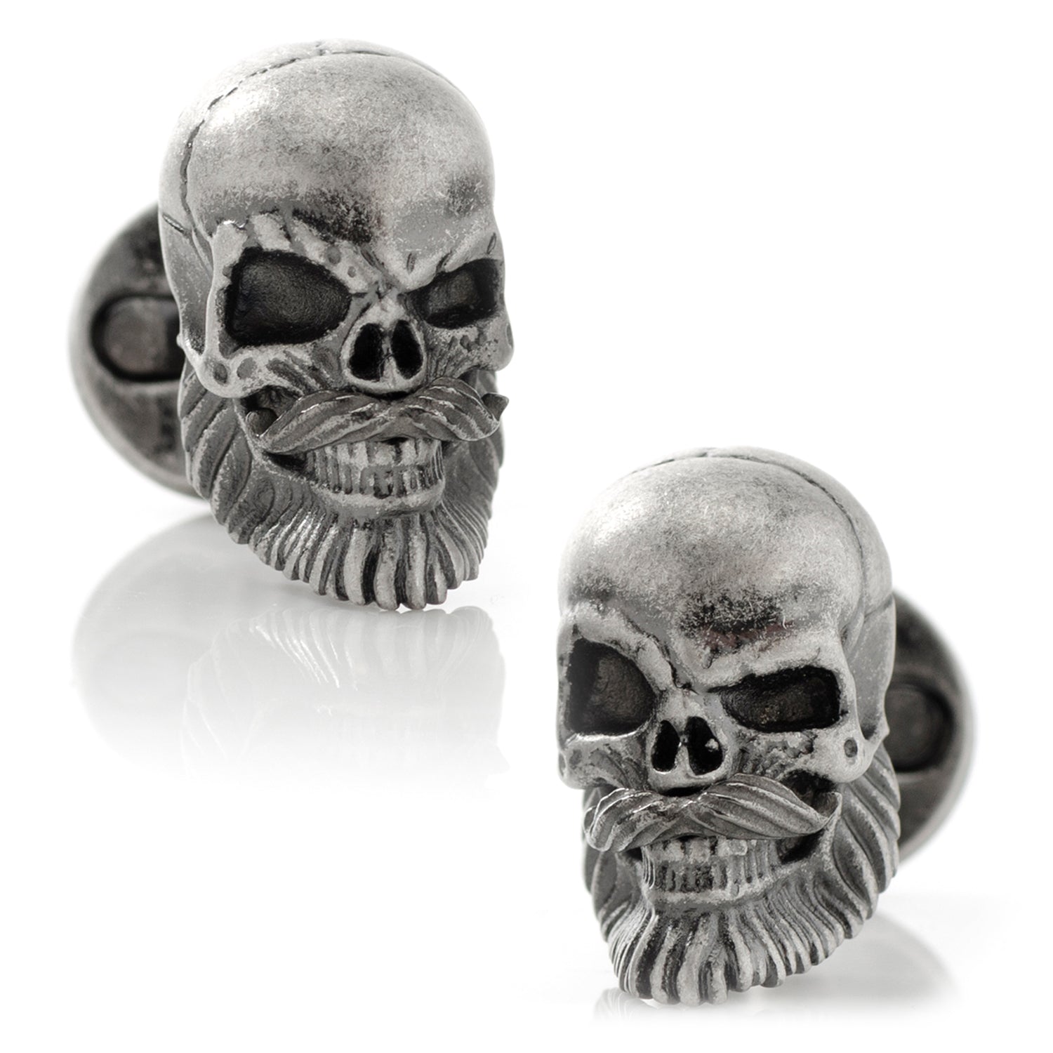 Stainless Steel Mustache Skull Cufflinks - Cufflinks.com - Flyclothing LLC