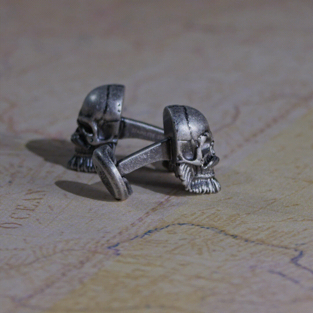 Stainless Steel Mustache Skull Cufflinks - Cufflinks.com - Flyclothing LLC