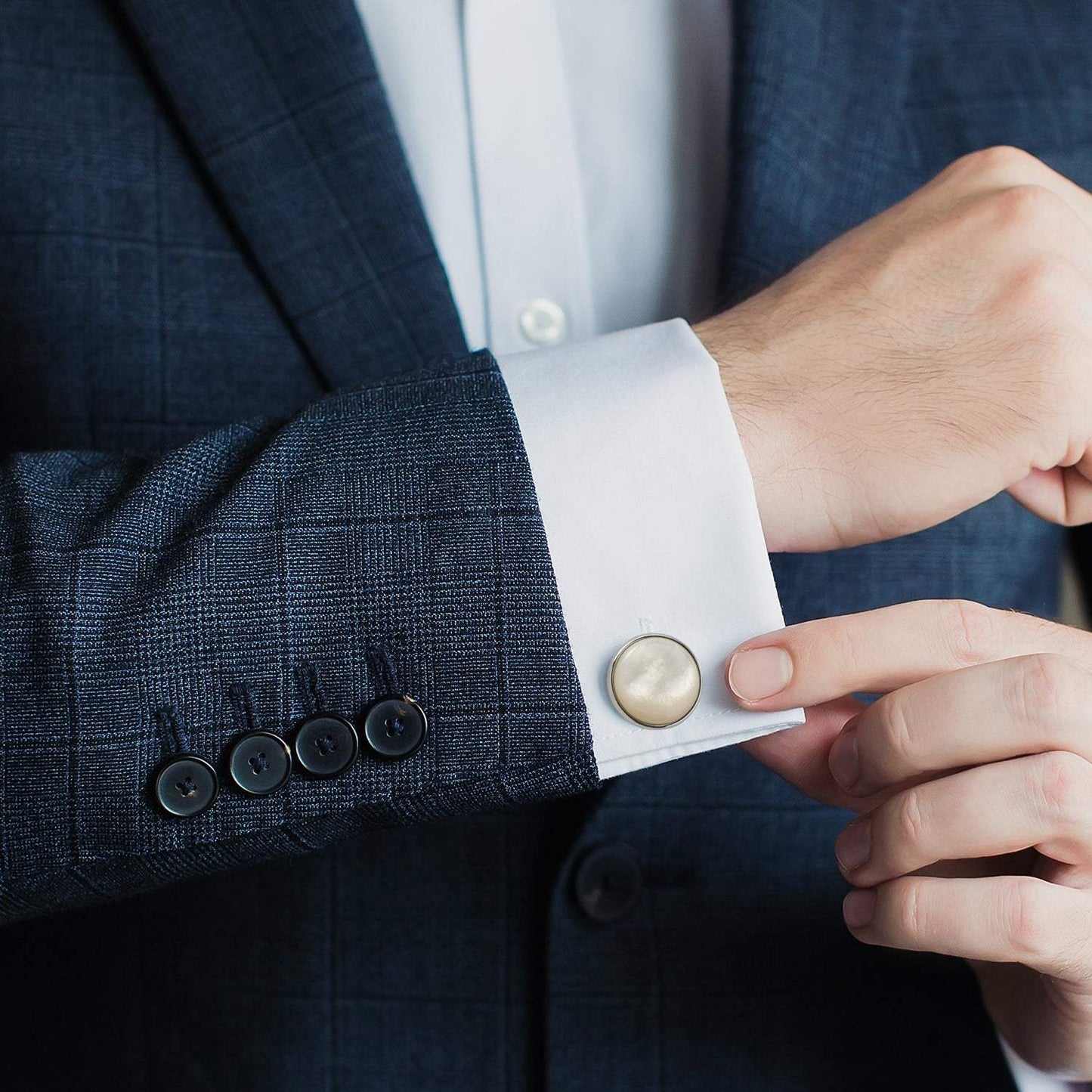 Silver and Mother of Pearl Cufflinks - Cufflinks.com - Flyclothing LLC
