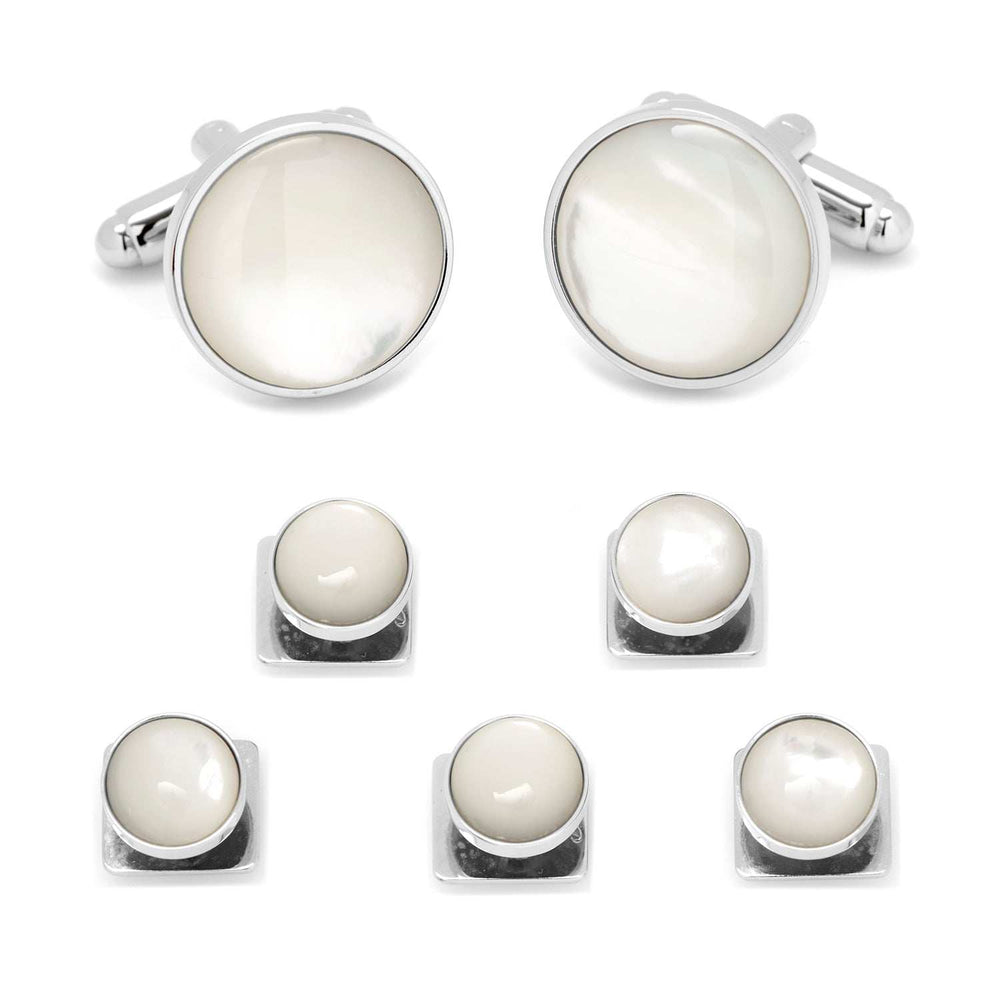 Silver and Mother of Pearl 5-Stud Set - Cufflinks.com - Flyclothing LLC