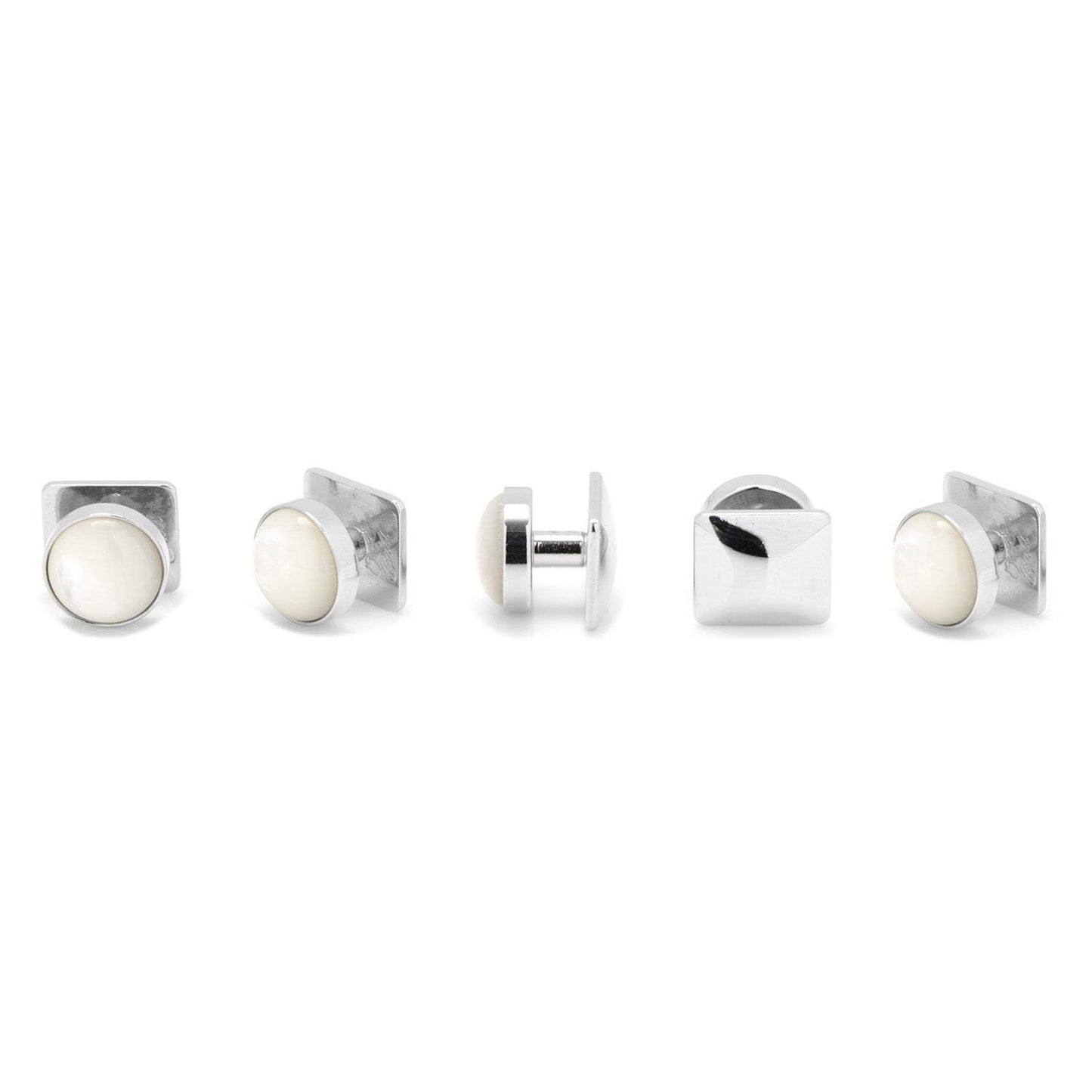 Silver and Mother of Pearl 5-Studs - Cufflinks.com - Flyclothing LLC