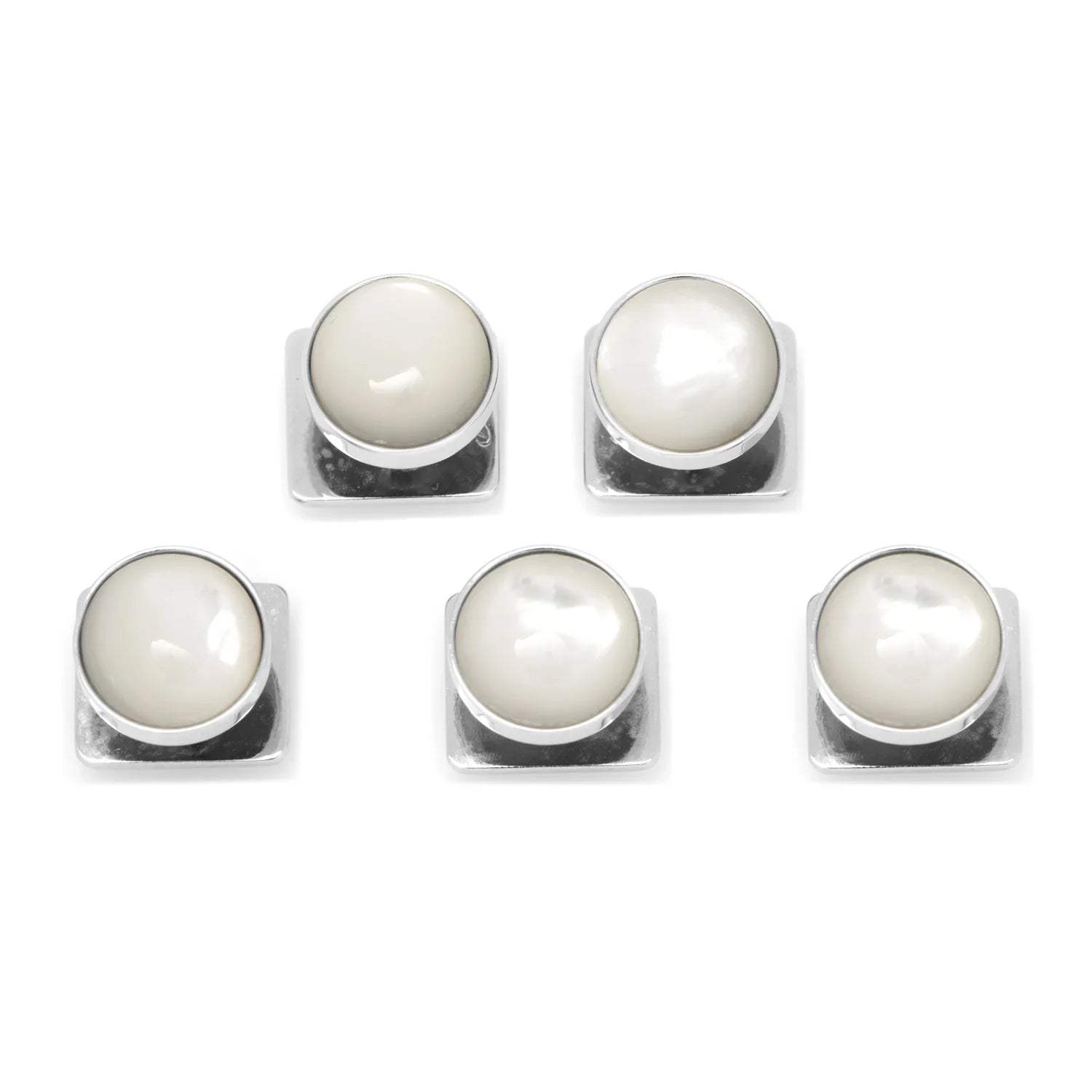 Silver and Mother of Pearl 5-Studs - Cufflinks.com - Flyclothing LLC