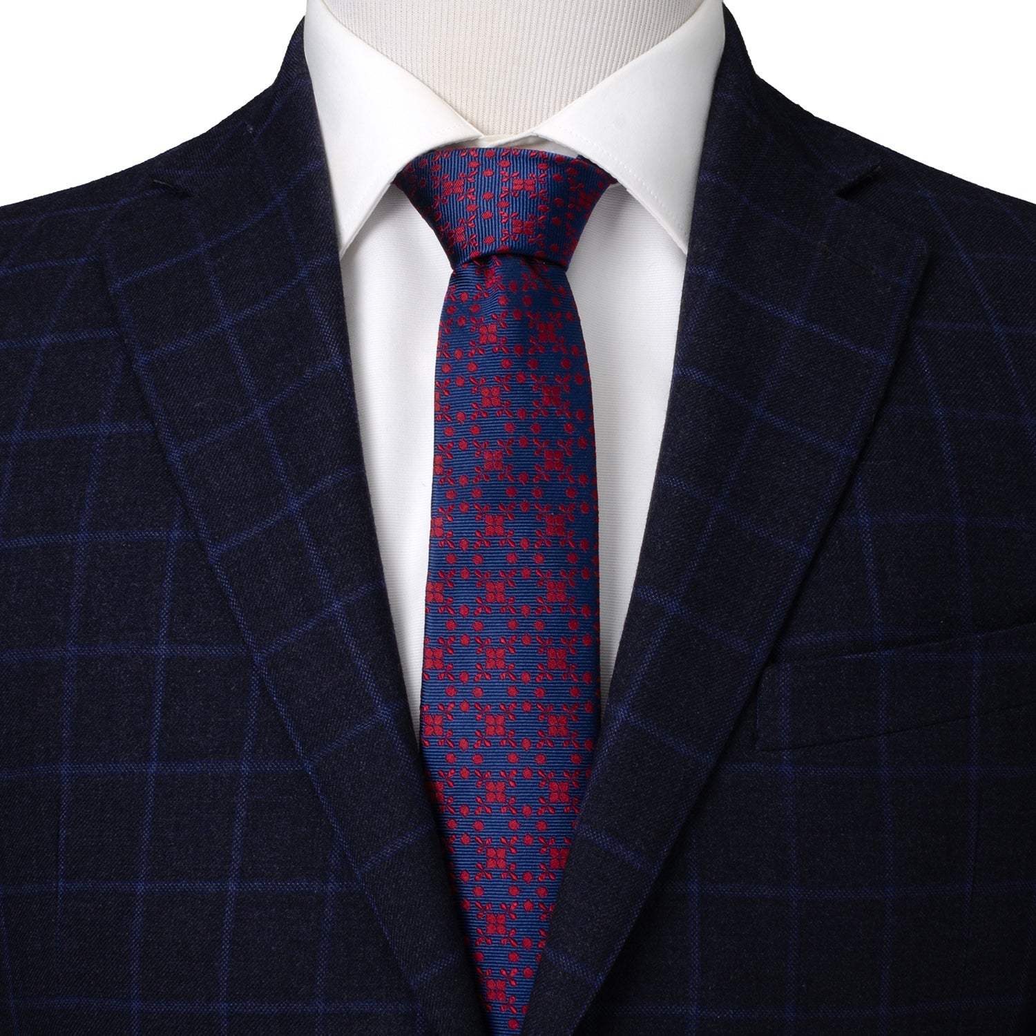 Navy/Red Patterned Men's Tie - Cufflinks.com - Flyclothing LLC