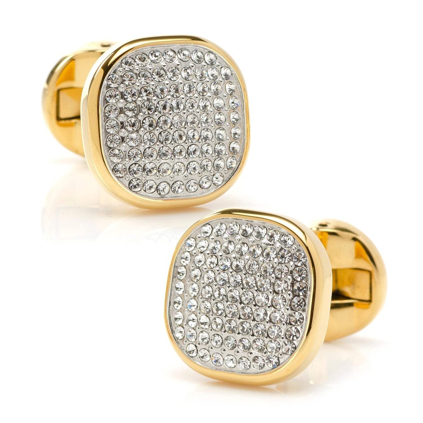 Mixed Gold White Pave Crystal 5-Stud Set - Cufflinks.com - Flyclothing LLC