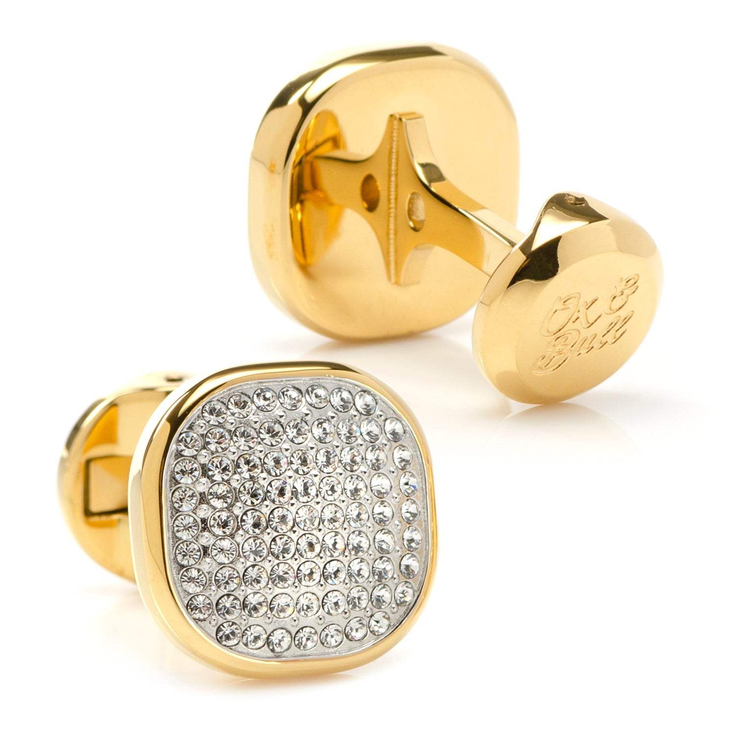 Mixed Gold White Pave Crystal 5-Stud Set - Cufflinks.com - Flyclothing LLC