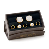 Mixed Gold White Pave Crystal 5-Stud Set - Cufflinks.com - Flyclothing LLC