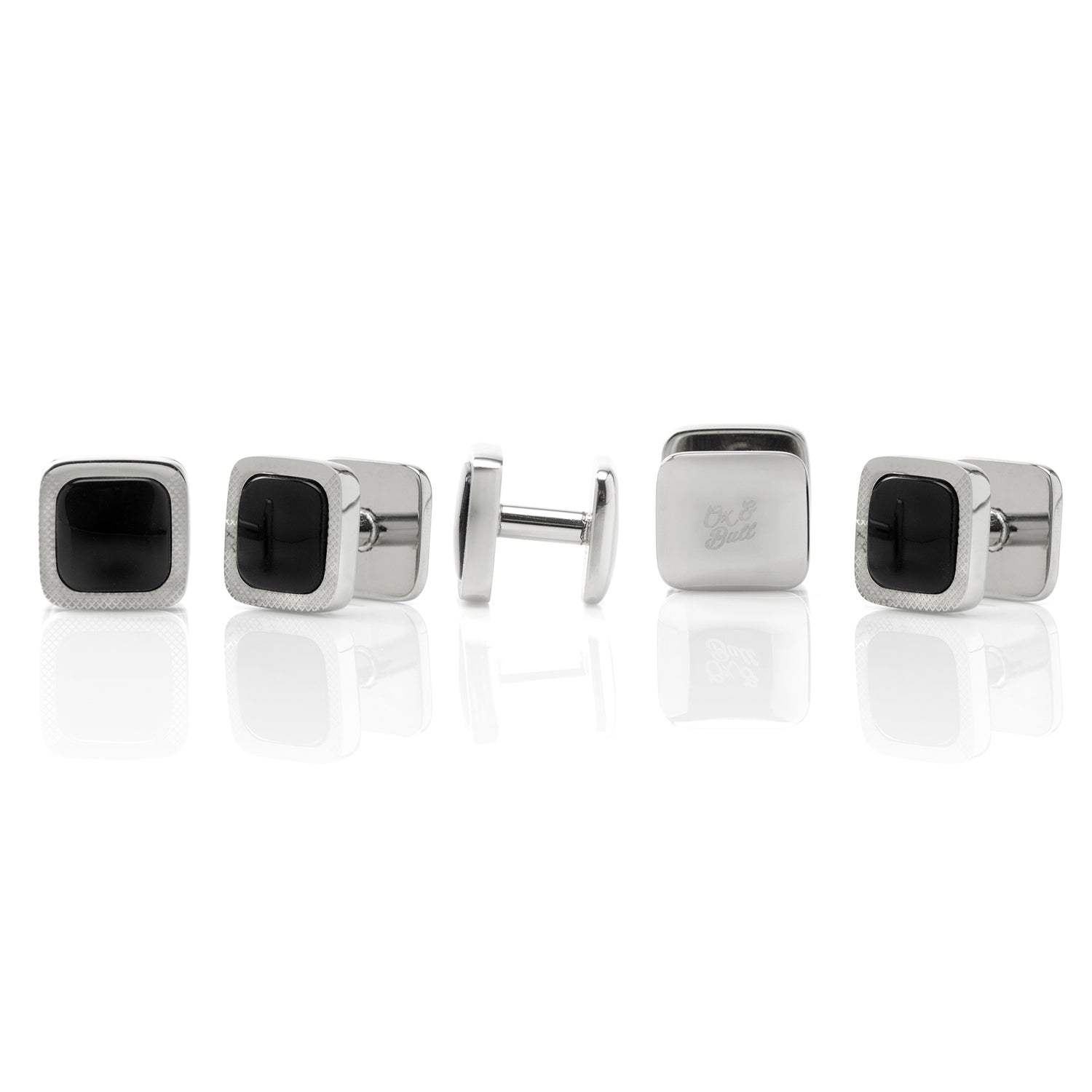 Onyx Cushion Stainless Steel 5-Studs - Cufflinks.com - Flyclothing LLC