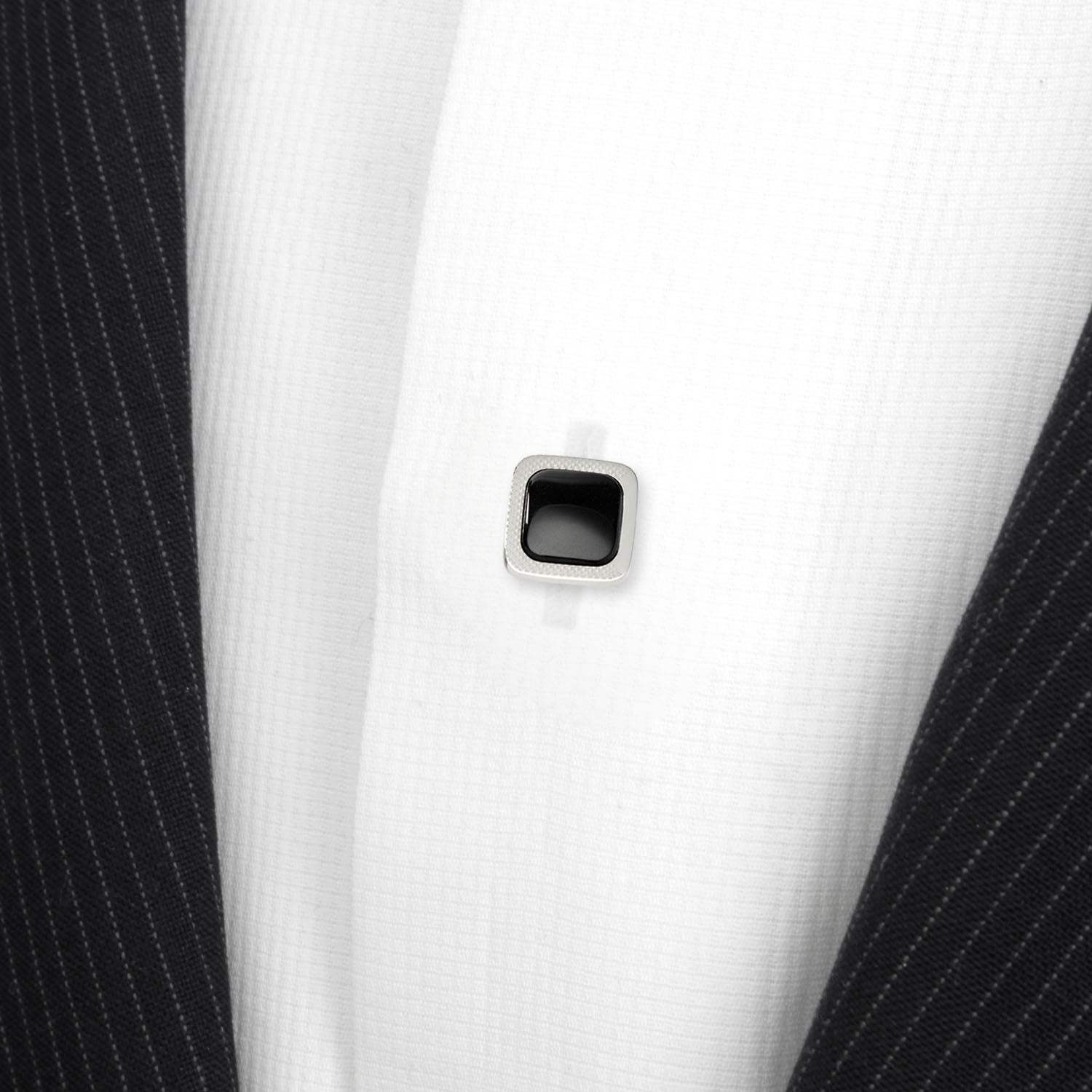 Onyx Cushion Stainless Steel 5-Studs - Cufflinks.com - Flyclothing LLC