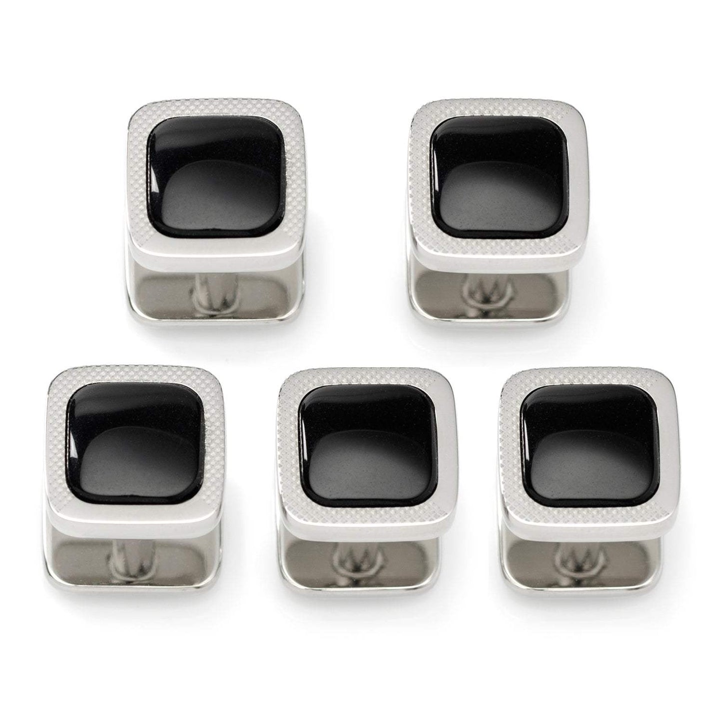 Onyx Cushion Stainless Steel 5-Studs - Cufflinks.com - Flyclothing LLC