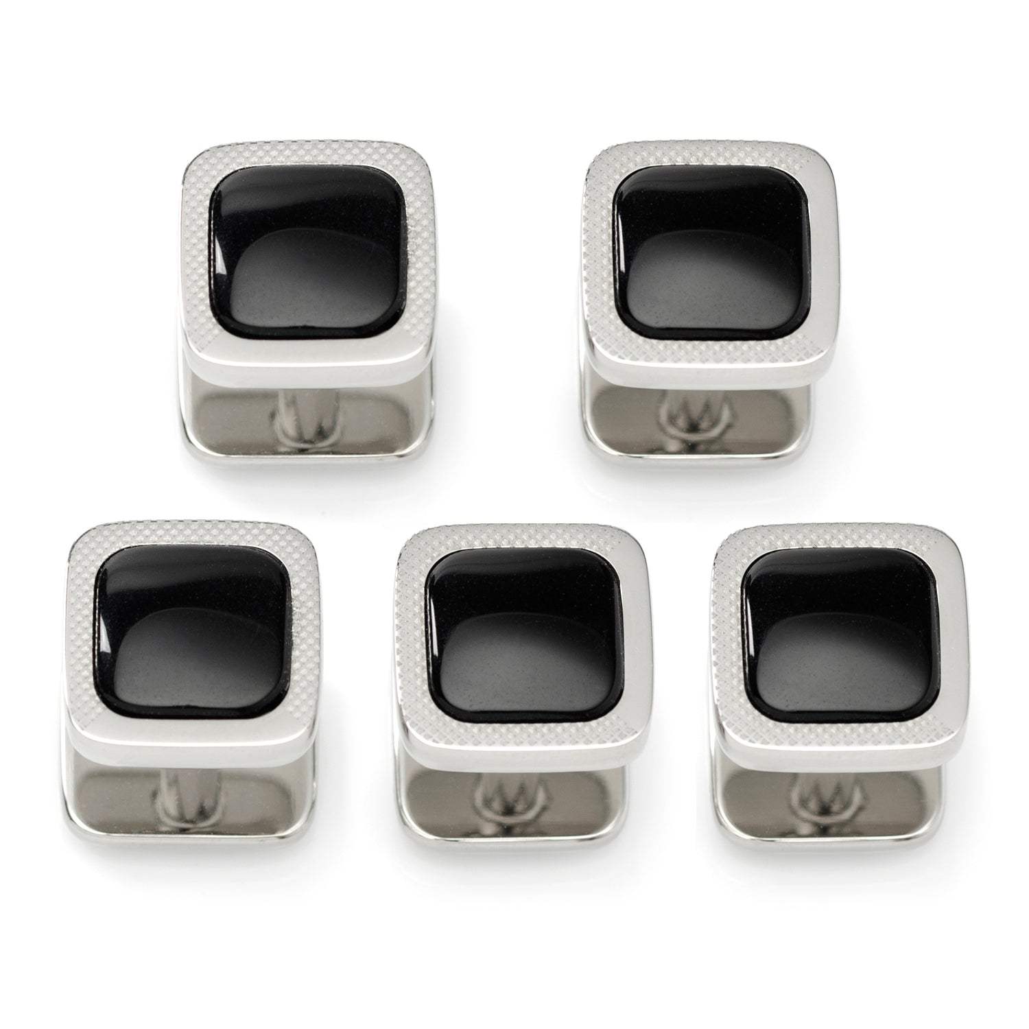 Onyx Cushion Stainless Steel 5-Studs - Cufflinks.com - Flyclothing LLC