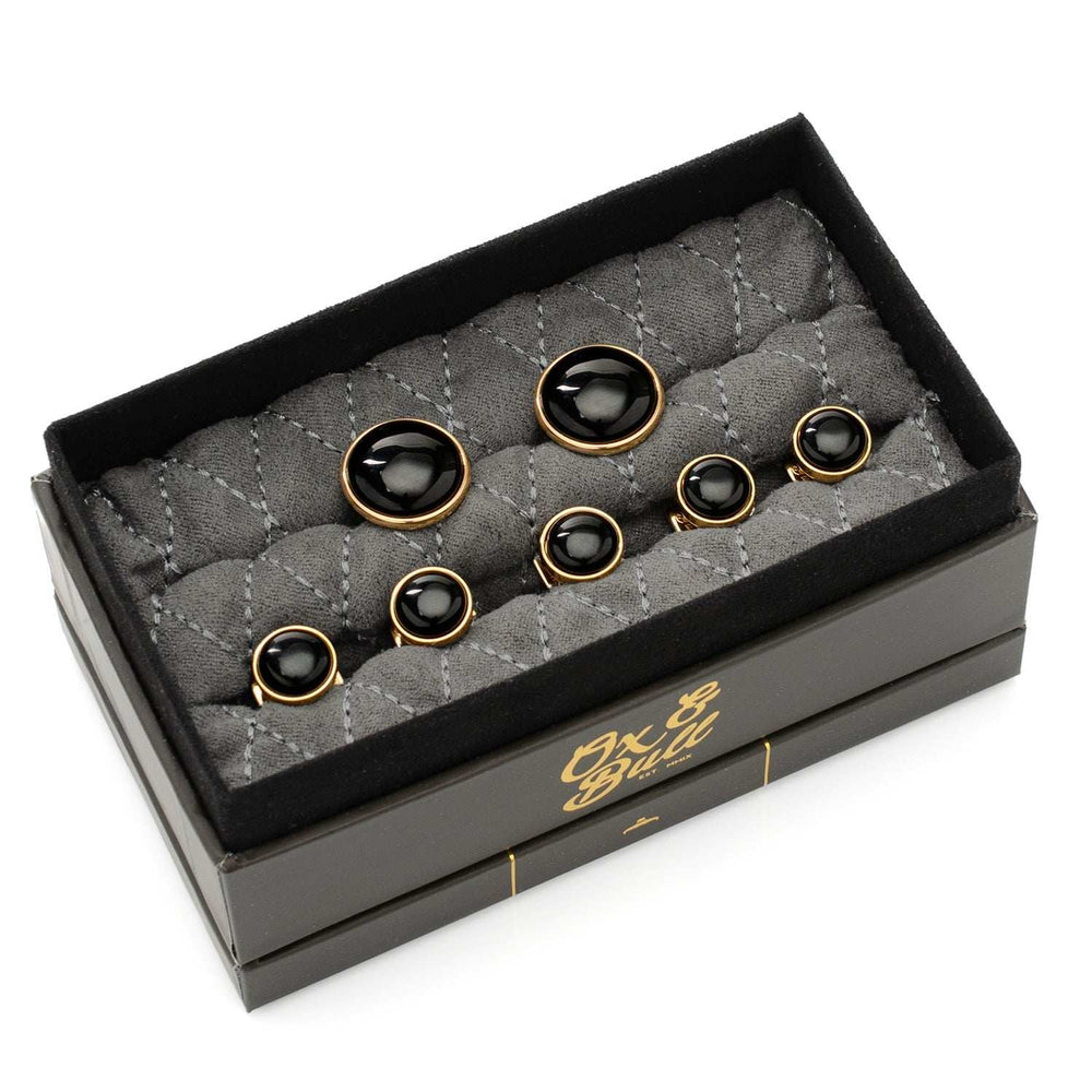 Gold and Onyx 5-Stud Set - Cufflinks.com - Flyclothing LLC