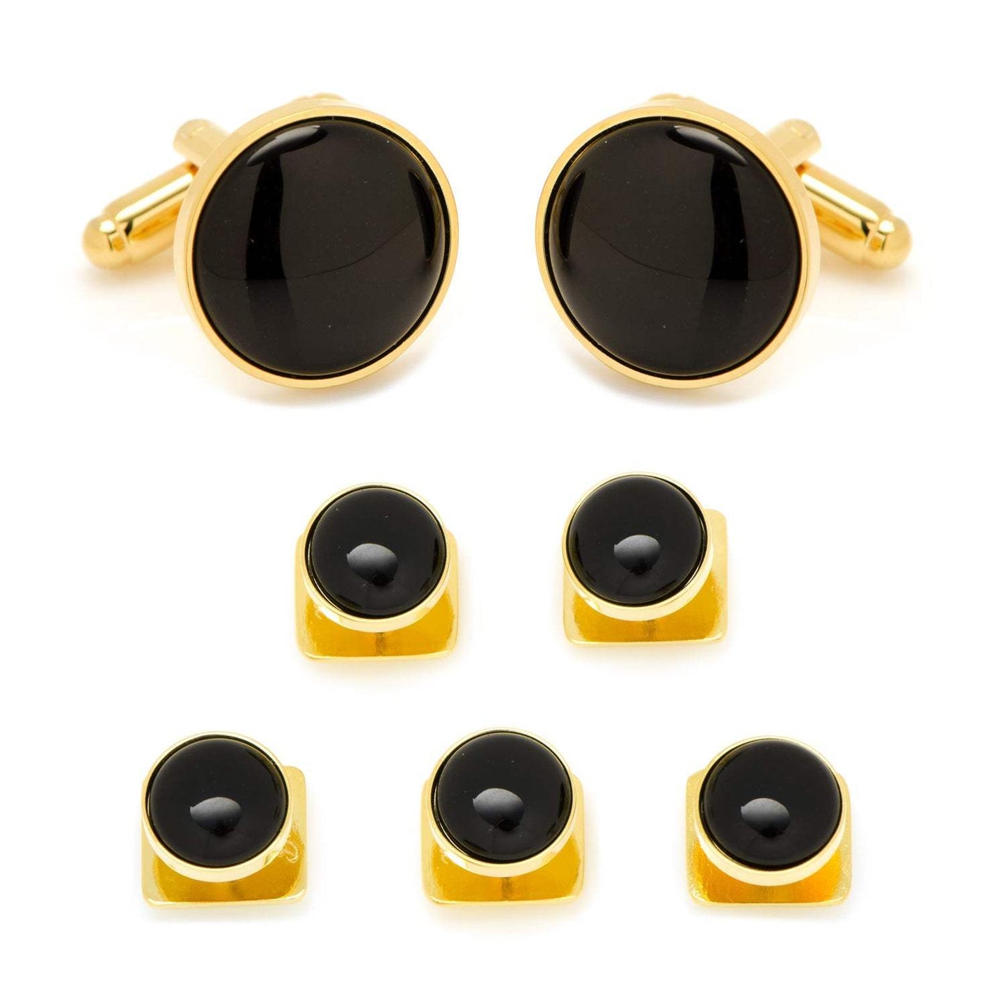 Gold and Onyx 5-Stud Set - Cufflinks.com - Flyclothing LLC