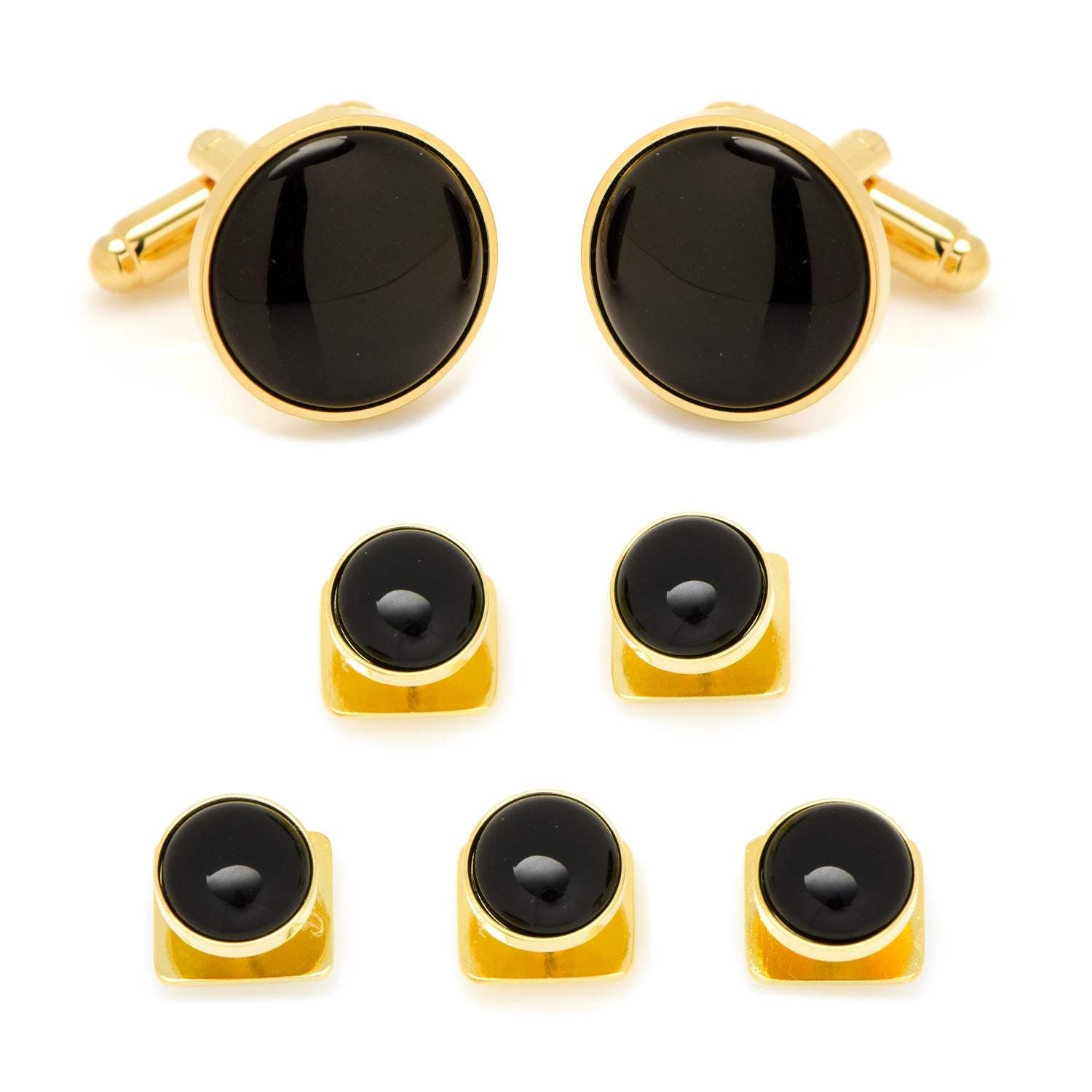 Gold and Onyx 5-Stud Set - Cufflinks.com - Flyclothing LLC