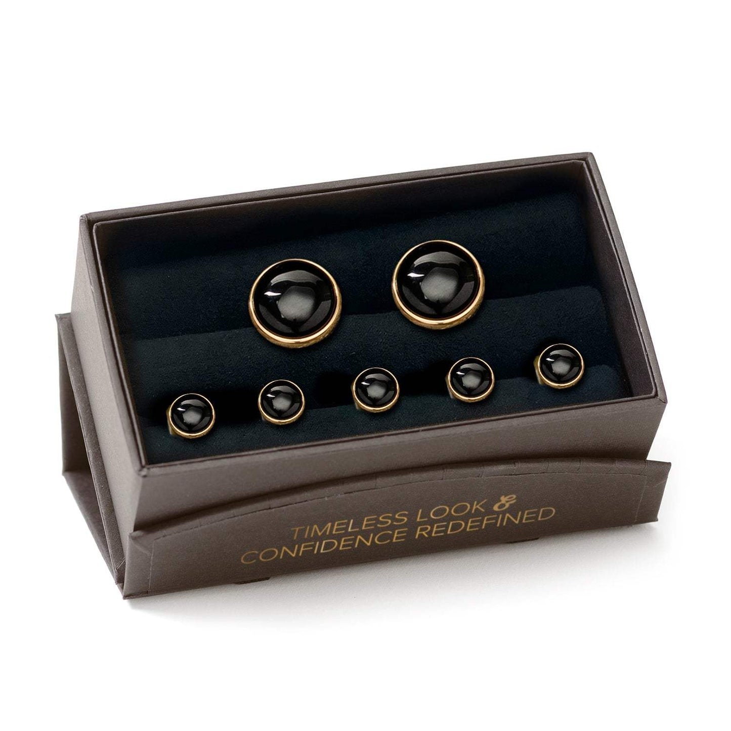 Gold and Onyx 5-Stud Set - Cufflinks.com - Flyclothing LLC