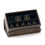 Gold and Onyx 5-Stud Set - Cufflinks.com - Flyclothing LLC