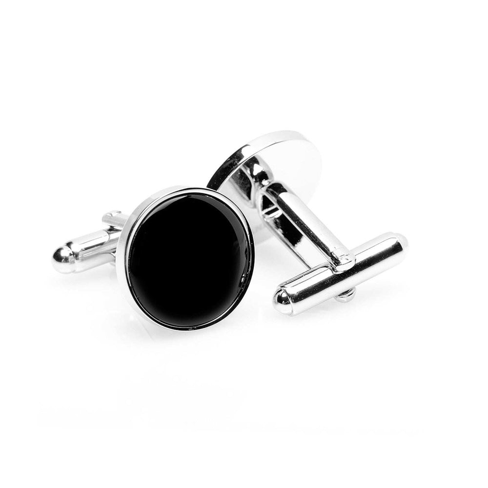 Silver and Onyx Cufflinks - Cufflinks.com - Flyclothing LLC