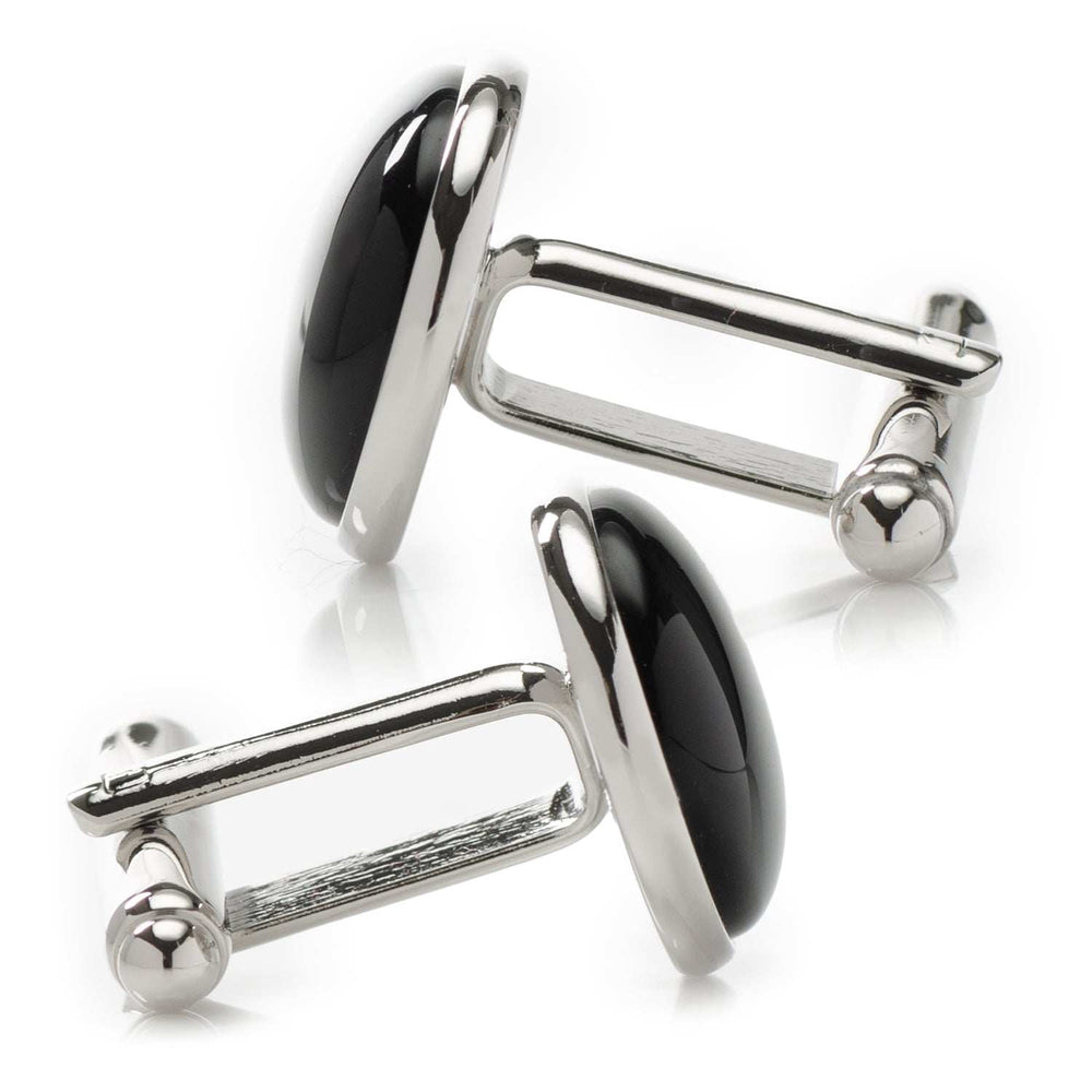 Silver and Onyx Cufflinks - Cufflinks.com - Flyclothing LLC