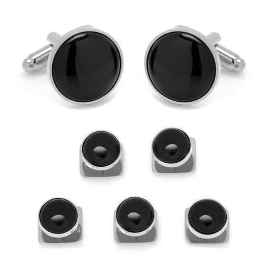 Silver and Onyx 5-Stud Set - Cufflinks.com - Flyclothing LLC