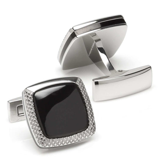 Onyx Cushion Stainless Steel Cufflinks - Cufflinks.com - Flyclothing LLC
