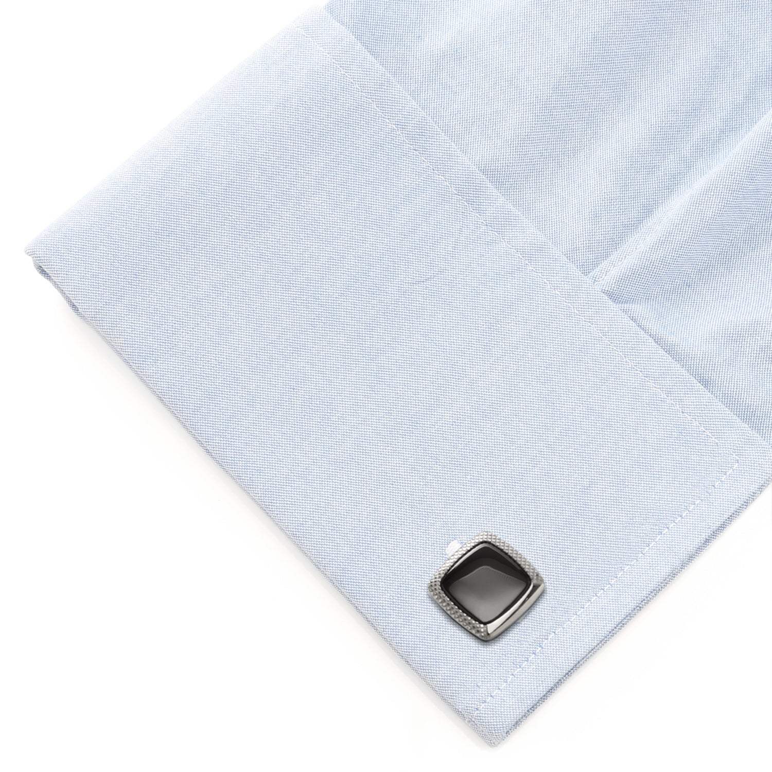 Onyx Cushion Stainless Steel Cufflinks - Cufflinks.com - Flyclothing LLC