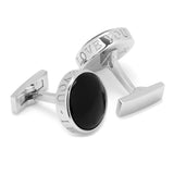 Onyx I Love You Stainless Steel Cufflinks - Cufflinks.com - Flyclothing LLC