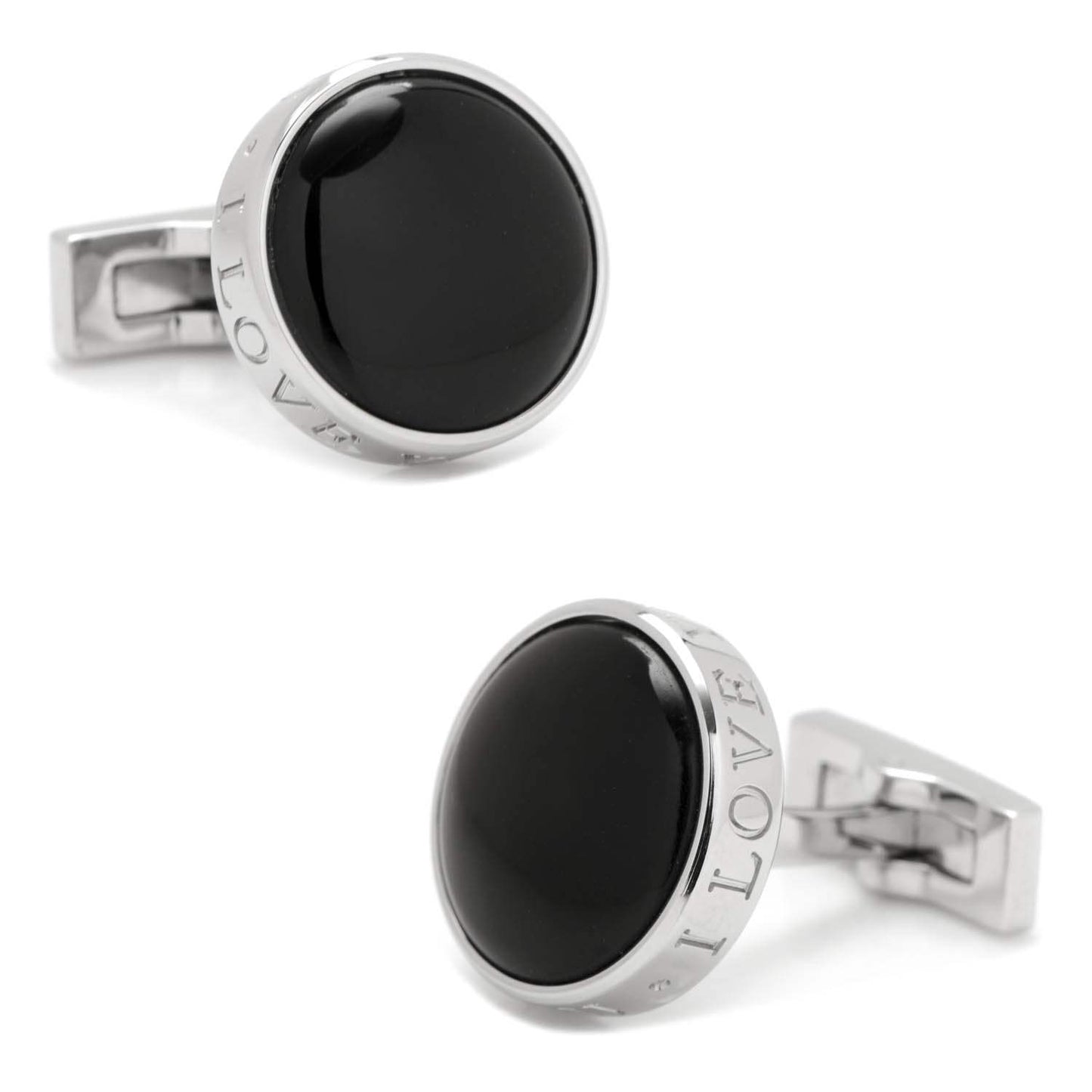 Onyx I Love You Stainless Steel Cufflinks - Cufflinks.com - Flyclothing LLC