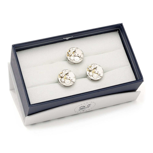 Open Edge Skeleton Watch Movement Cufflinks and Lapel Pin Gift Set - Cufflinks.com - Flyclothing LLC