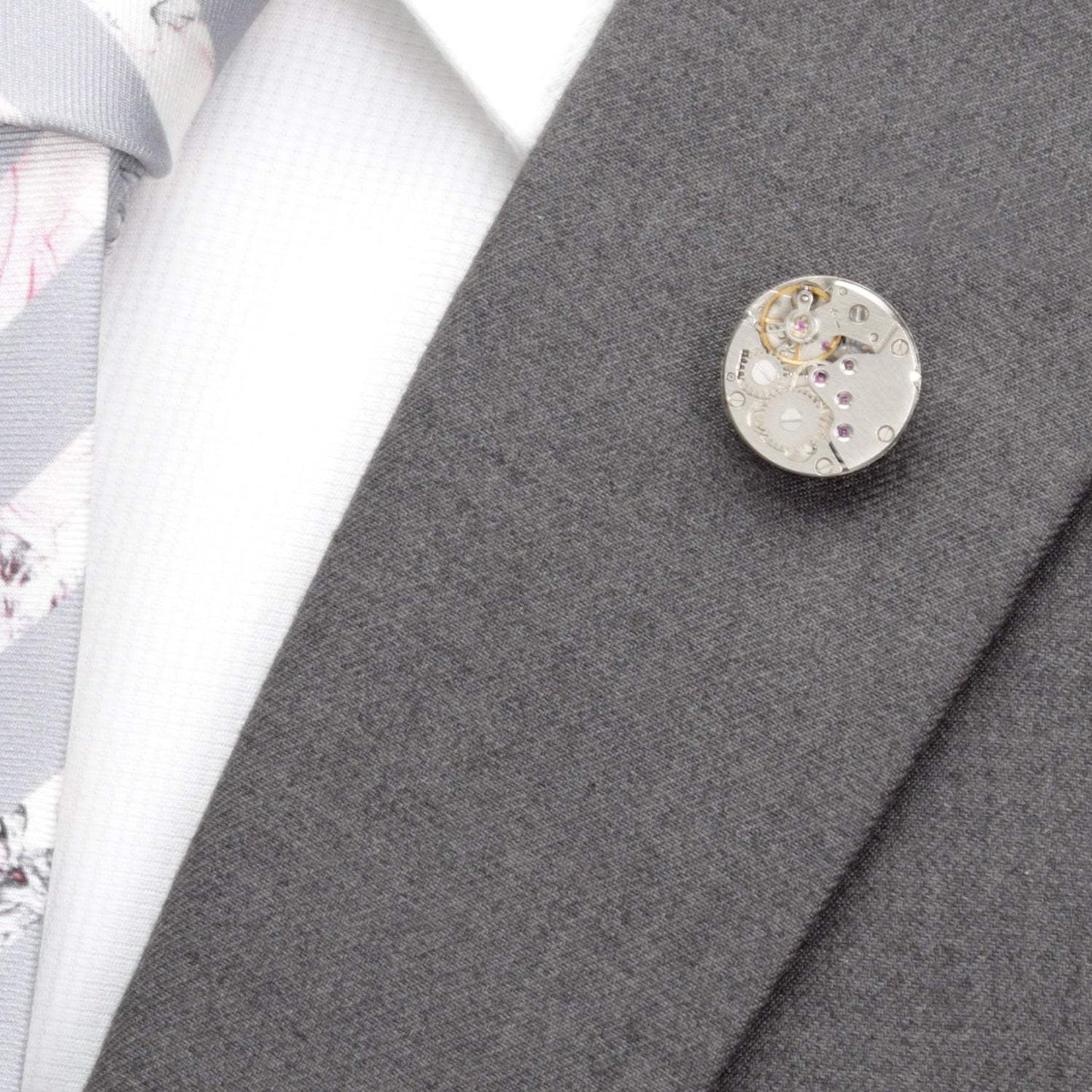 Open Edge Skeleton Watch Movement Lapel Pin - Cufflinks.com - Flyclothing LLC