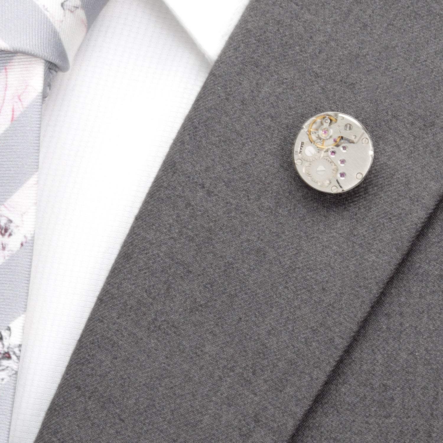 Open Edge Skeleton Watch Movement Lapel Pin - Cufflinks.com - Flyclothing LLC