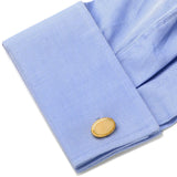 14K Gold Plated Rope Border Oval Cufflinks and Tie Bar Gift Set - Cufflinks.com - Flyclothing LLC