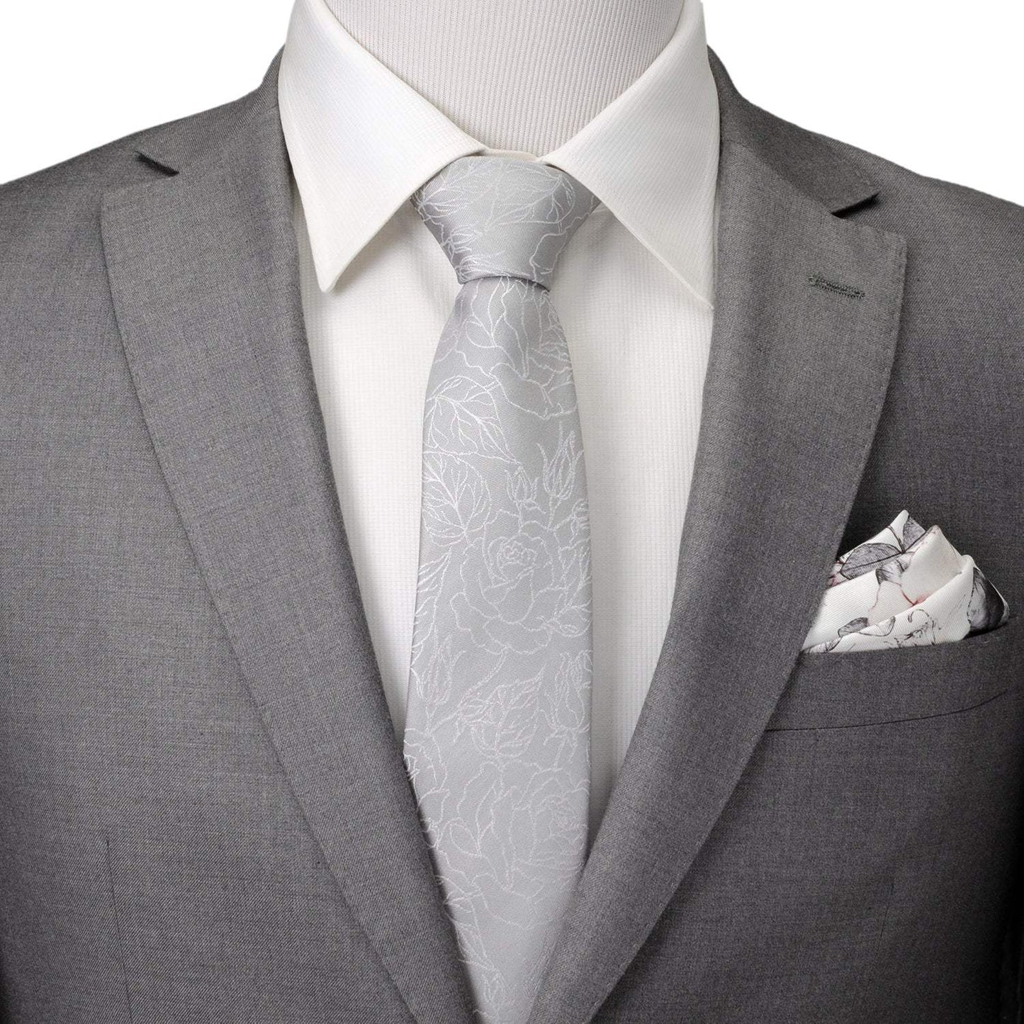 Floral Gray Men's Tie - Cufflinks.com - Flyclothing LLC