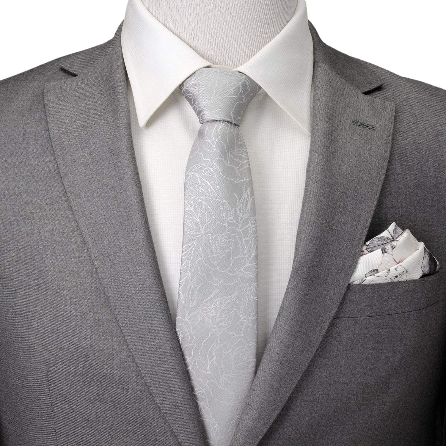 Floral Gray Men's Tie - Cufflinks.com - Flyclothing LLC