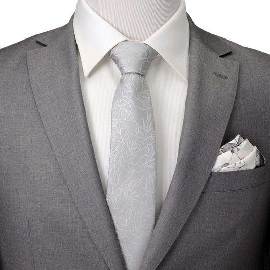 Floral Gray Men's Tie - Cufflinks.com - Flyclothing LLC