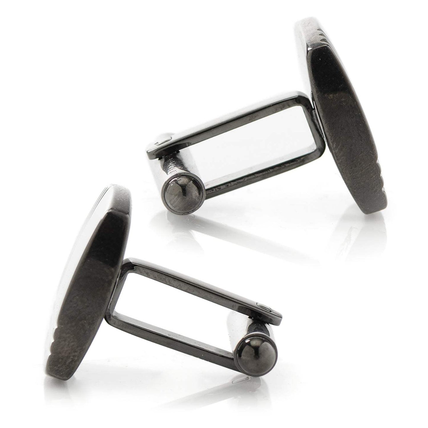 Stainless Steel Gunmetal Tartan Plaid Cufflinks - Cufflinks.com - Flyclothing LLC