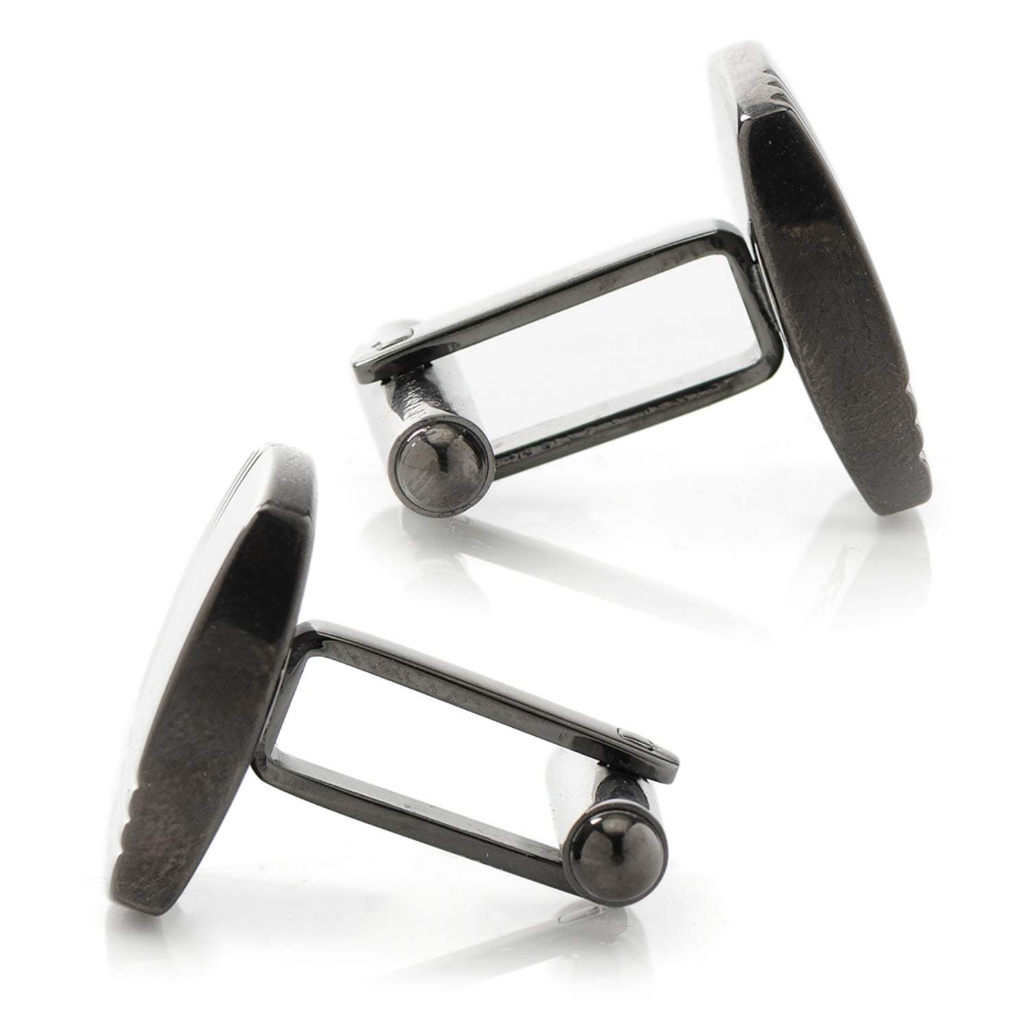 Stainless Steel Gunmetal Tartan Plaid Cufflinks - Cufflinks.com - Flyclothing LLC