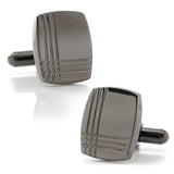Stainless Steel Gunmetal Tartan Plaid Cufflinks - Cufflinks.com - Flyclothing LLC