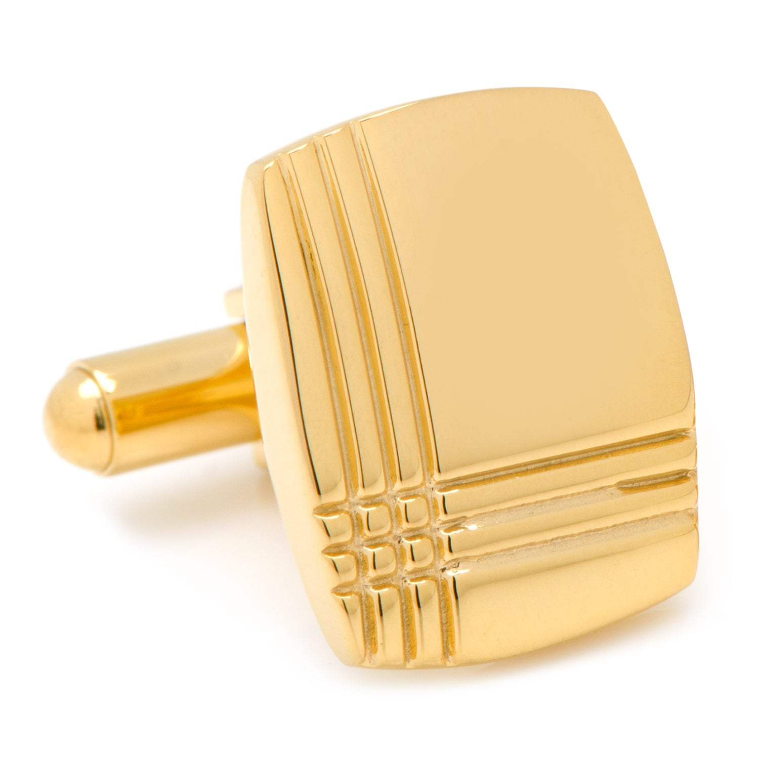Stainless Steel Gold Tartan Plaid Cufflinks - Cufflinks.com - Flyclothing LLC
